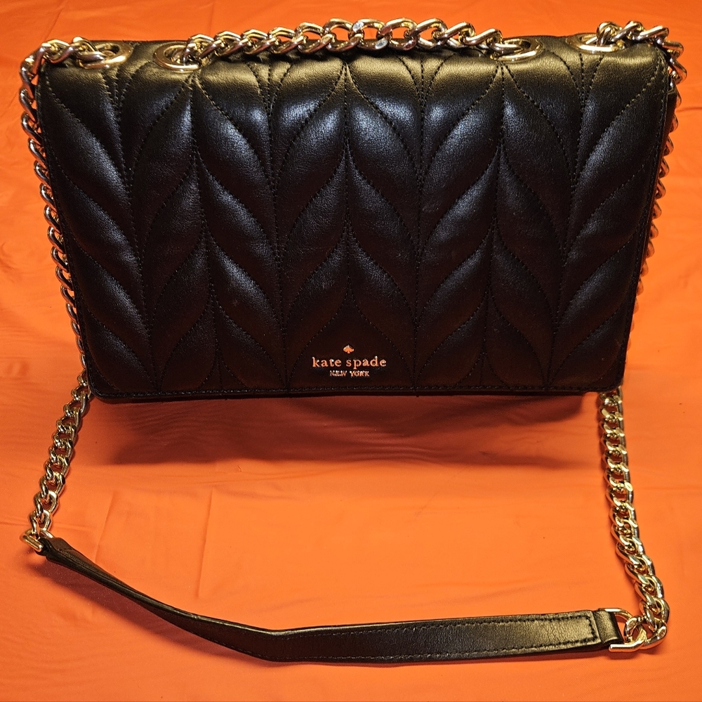 Kate Spade Briar Lane Black Quilted Crossbody Bag Approx 10"×7"×3" E.U.C.